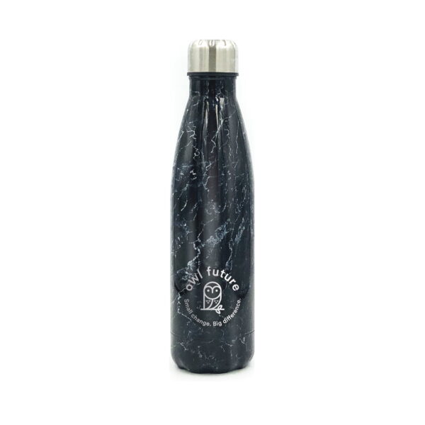 owl future stainless steel classic slim bottle marble black 1